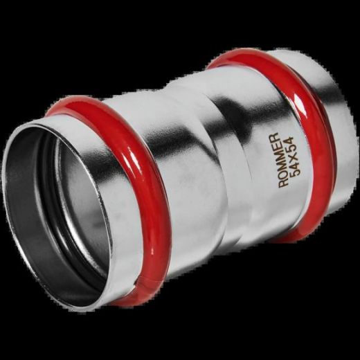 Муфта равнопроходная 54 из нержавеющей стали ROMMER
