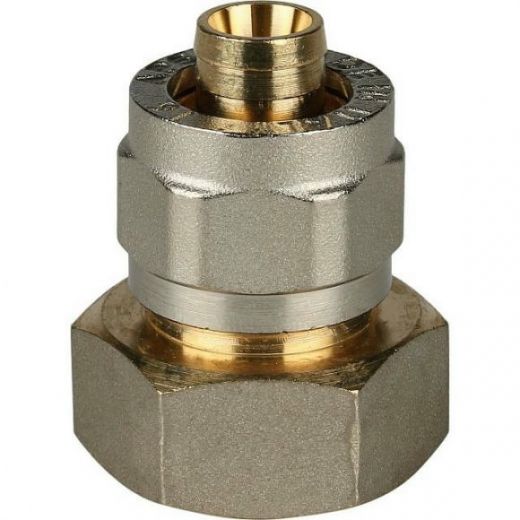 Переходник с внутренней резьбой 16х3/4 для металлопластиковых труб, винтовой STOUT