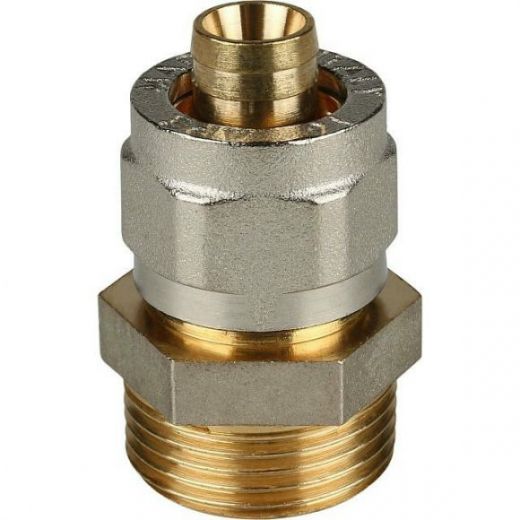 Переходник с наружной резьбой 16х3/4 для металлопластиковых труб, винтовой STOUT