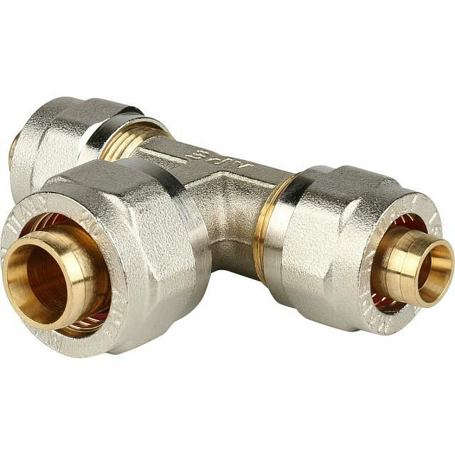 Тройник переходной 16х20х16 для металлопластиковых труб, винтовой STOUT