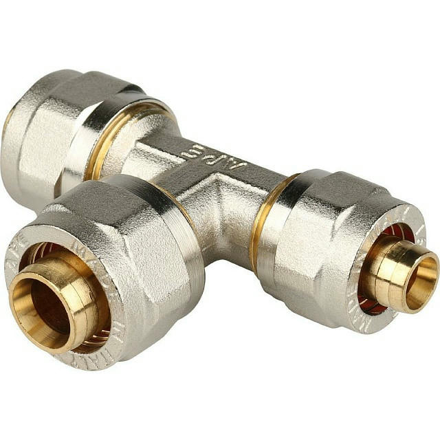 Тройник переходной 20х20х16 для металлопластиковых труб, винтовой STOUT