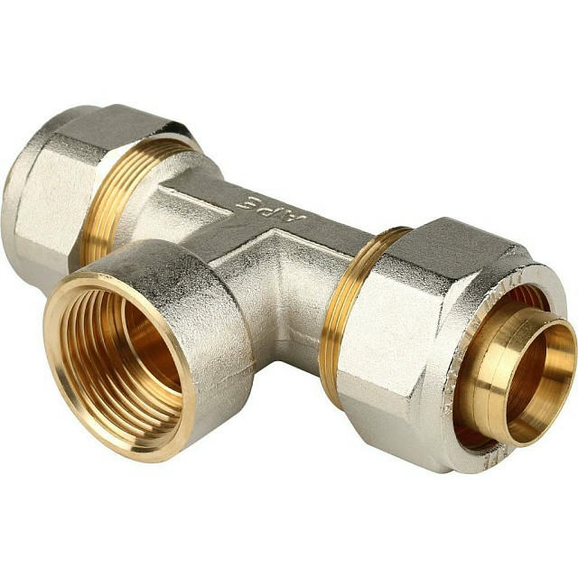 Тройник-переходник с внутренней резьбой 32х1" для металлопластиковых труб, винтовой STOUT