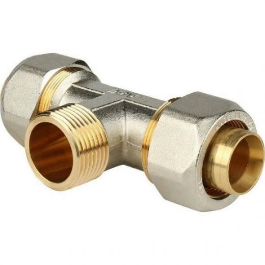 Тройник-переходник с наружной резьбой 32х1" для металлопластиковых труб, винтовой STOUT