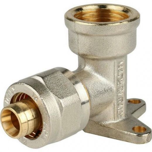 Угольник настенный с креплением 16х1/2 для металлопластиковых труб, винтовой STOUT