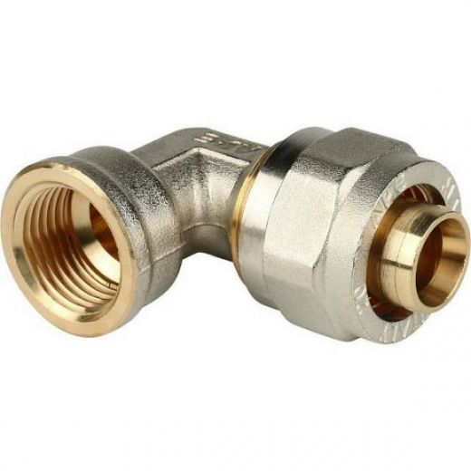 Угольник-переходник с внутренней резьбой 20х1/2" для металлопластиковых труб, винтовой STOUT