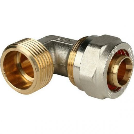 Угольник-переходник с наружной резьбой 26х1" для металлопластиковых труб, винтовой STOUT