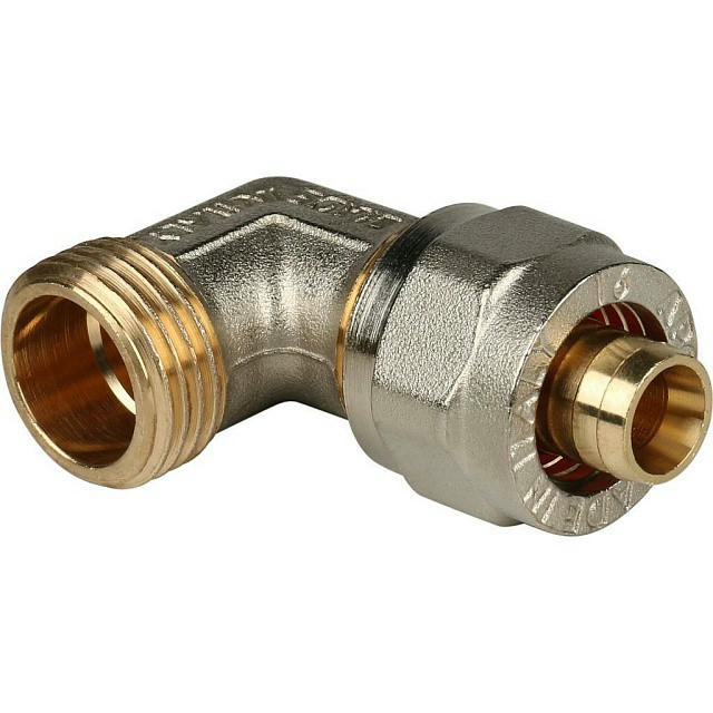 Угольник-переходник с наружной резьбой 16х1/2" для металлопластиковых труб, винтовой STOUT