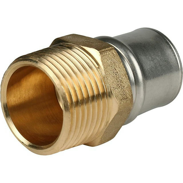 Переходник с наружной резьбой 26х1 для металлопластиковых труб, прессовой STOUT