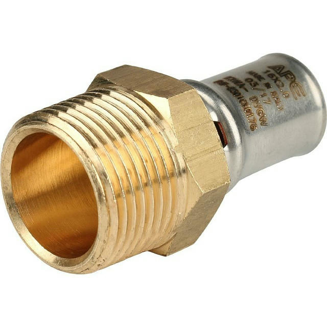 Переходник с наружной резьбой 16х3/4 для металлопластиковых труб, прессовой STOUT