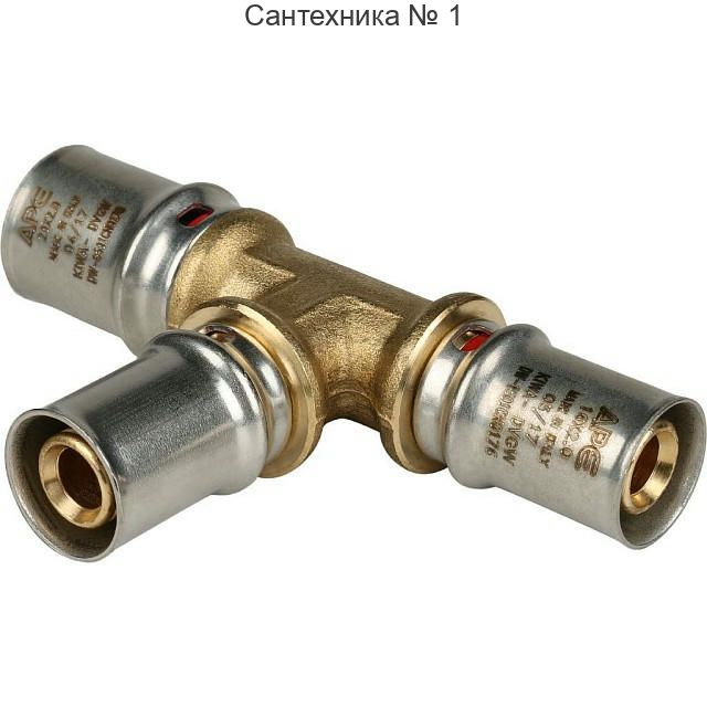 Тройник переходной 20х16х16 для металлопластиковых труб, прессовой STOUT