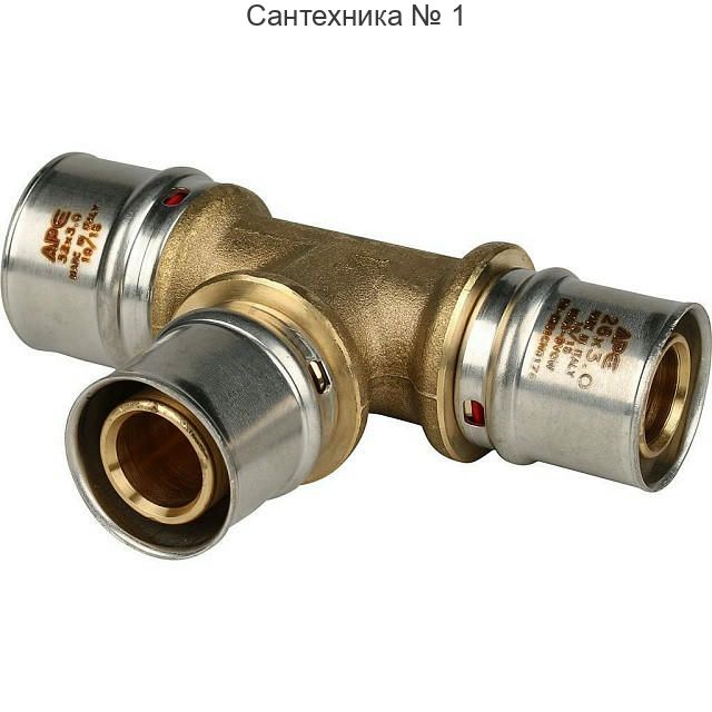 Тройник переходной 32х26х26 для металлопластиковых труб, прессовой STOUT