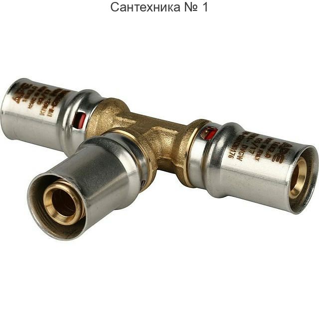 Тройник равнопроходный 16х16х16 для металлопластиковых труб, прессовой STOUT