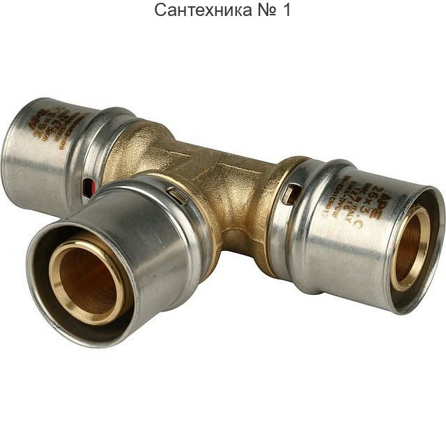 Тройник равнопроходный 26х26х26 для металлопластиковых труб, прессовой STOUT