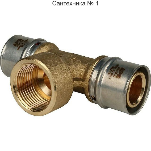 Тройник-переходник с внутренней резьбой 32х1"х32 для металлопластиковых труб, прессовой STOUT