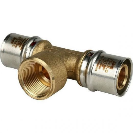 Тройник-переходник с внутренней резьбой 26х3/4"х26 для металлопластиковых труб, прессовой STOUT