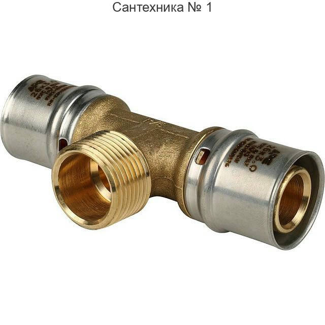 Тройник-переходник с наружной резьбой 26х3/4"х26 для металлопластиковых труб, прессовой STOUT