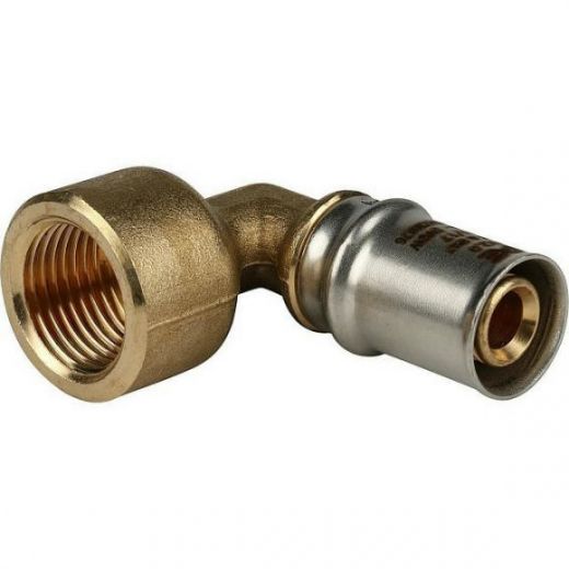 Угольник-переходник с внутренней резьбой 16х1/2" для металлопластиковых труб, прессовой STOUT