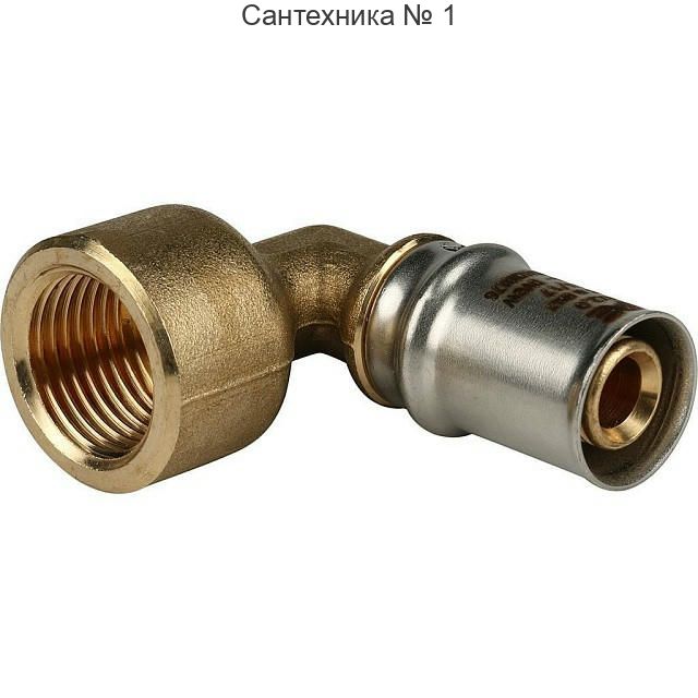 Угольник-переходник с внутренней резьбой 16х1/2" для металлопластиковых труб, прессовой STOUT