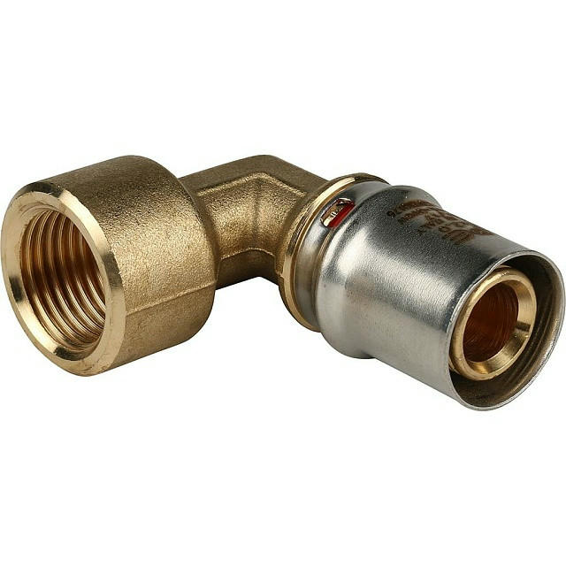 Угольник-переходник с внутренней резьбой 20х1/2" для металлопластиковых труб, прессовой STOUT