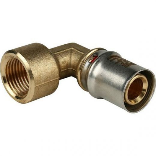 Угольник-переходник с внутренней резьбой 20х1/2" для металлопластиковых труб, прессовой STOUT