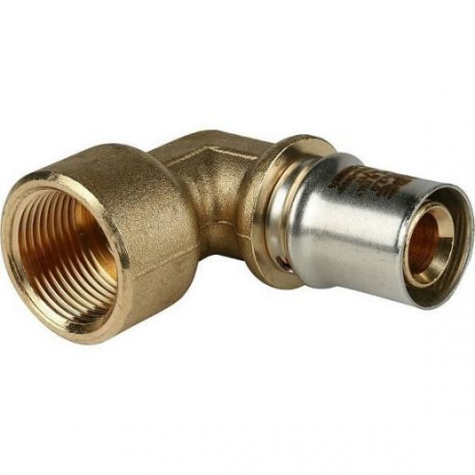 Угольник-переходник с внутренней резьбой 20х3/4" для металлопластиковых труб, прессовой STOUT