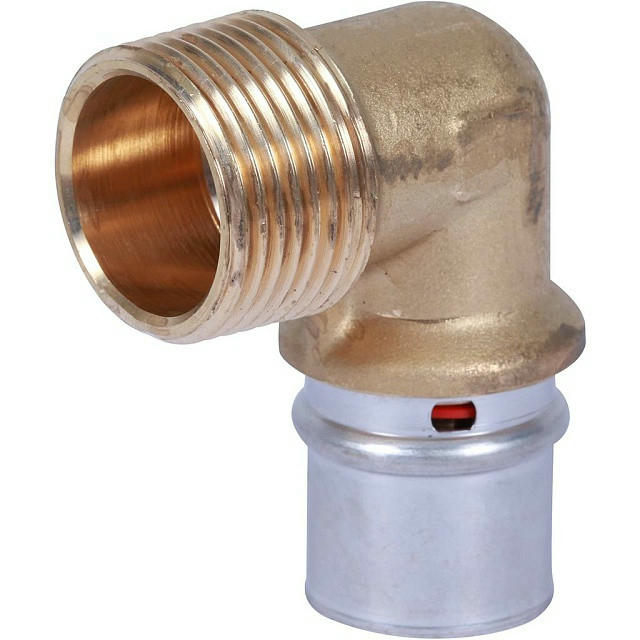 Угольник-переходник с наружной резьбой 26х1" для металлопластиковых труб, прессовой STOUT