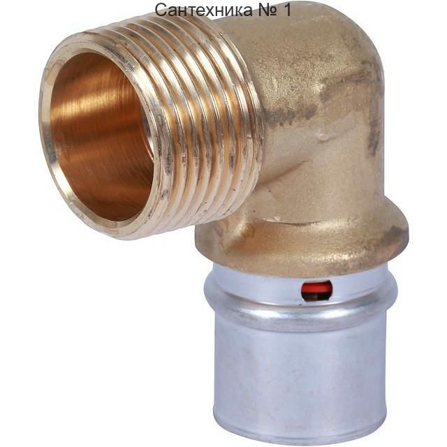 Угольник-переходник с наружной резьбой 26х1" для металлопластиковых труб, прессовой STOUT