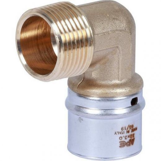 Угольник-переходник с наружной резьбой 32х1" для металлопластиковых труб, прессовой STOUT