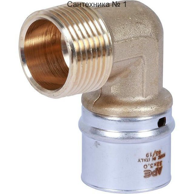 Угольник-переходник с наружной резьбой 32х1" для металлопластиковых труб, прессовой STOUT