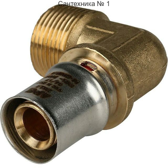 Угольник-переходник с наружной резьбой 20х3/4" для металлопластиковых труб, прессовой STOUT