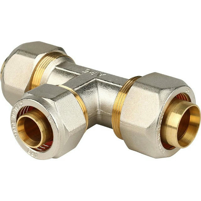 Тройник переходной 32х26х32 для металлопластиковых труб, винтовой STOUT