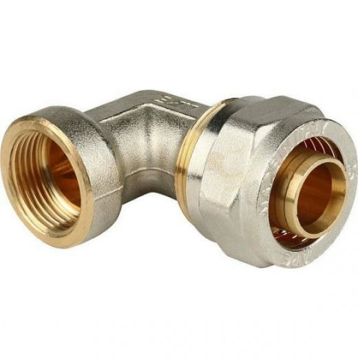 Угольник-переходник с внутренней резьбой 26х3/4" для металлопластиковых труб, винтовой STOUT