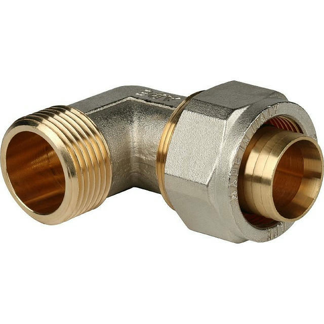 Угольник-переходник с наружной резьбой 32х1" для металлопластиковых труб, винтовой STOUT