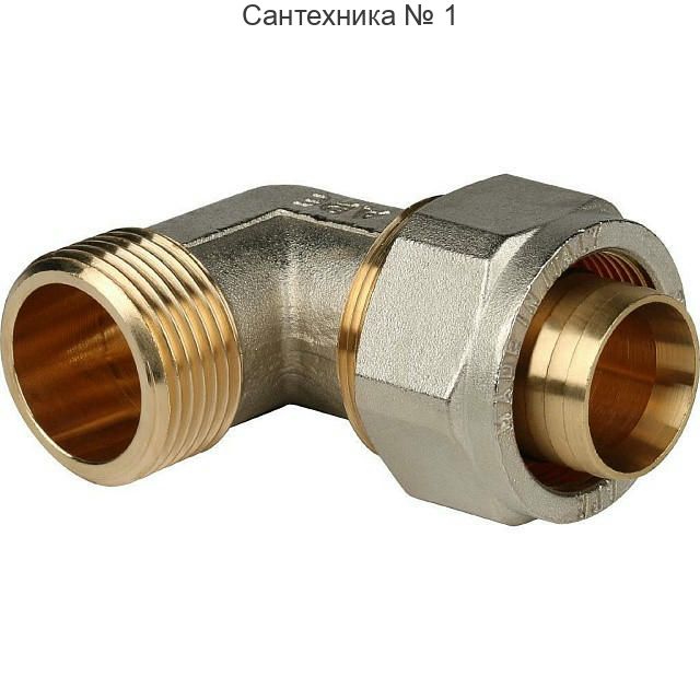 Угольник-переходник с наружной резьбой 32х1" для металлопластиковых труб, винтовой STOUT