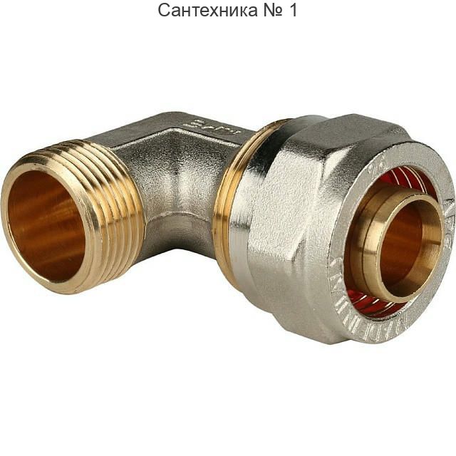 Угольник-переходник с наружной резьбой 26х3/4" для металлопластиковых труб, винтовой STOUT