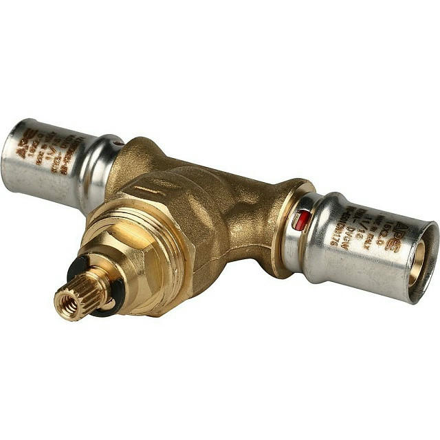 Вентиль с хромированной ручкой 16х16 для металлопластиковых труб, прессовой STOUT