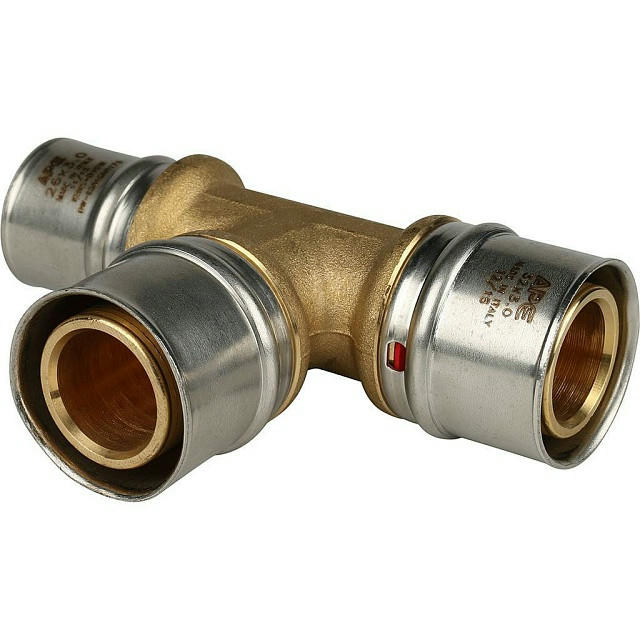 Тройник переходной 32х32х26 для металлопластиковых труб, прессовой STOUT