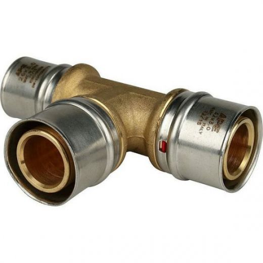 Тройник переходной 32х32х26 для металлопластиковых труб, прессовой STOUT