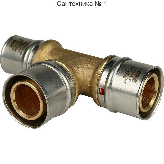 Тройник переходной 32х32х26 для металлопластиковых труб, прессовой STOUT