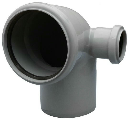 Отвод канализационный 110 х 90 с выходом 50, правый Политэк
