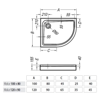 Душевой поддон Kolpa-San MALUR R схема 2
