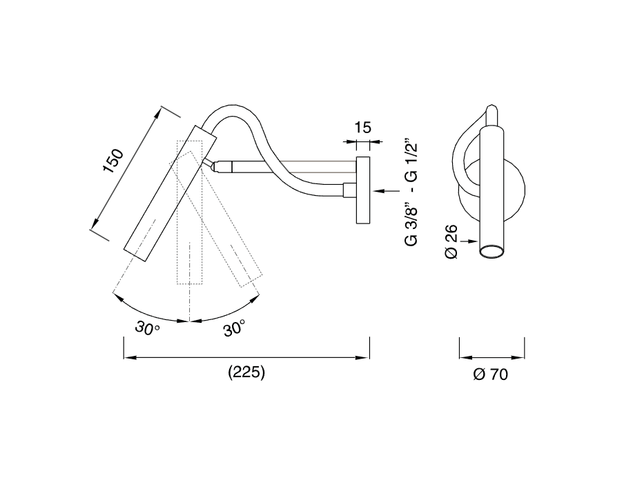 Встраиваемый излив регулируемый и съёмный Cea Design ASTA AST09 225 мм ФОТО