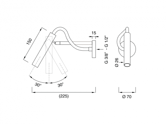 Встраиваемый излив регулируемый и съёмный Cea Design ASTA AST09 225 мм схема 2