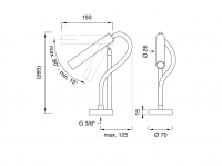 Встраиваемый излив Cea Design ASTA AST16 регулируемый и съёмный 265 мм схема 2