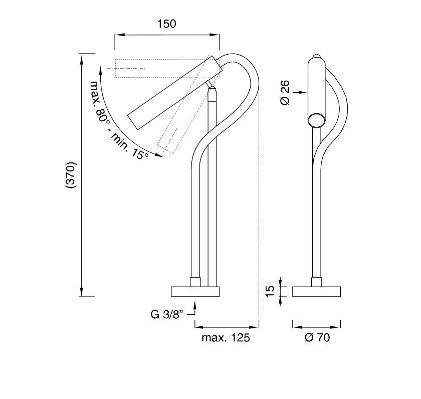 Встраиваемый излив Cea Design ASTA AST18 регулируемый и съёмный 370 мм ФОТО