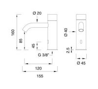 Сенсорный однорычажный смеситель для раковины Cea Design MILO360 MIL016 высота 155мм схема 2