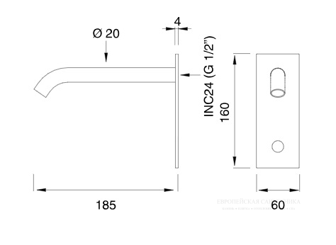 Настенный излив Cea Design MILO360 MIL04R с инфракрасным датчиком присутствия 185мм ФОТО