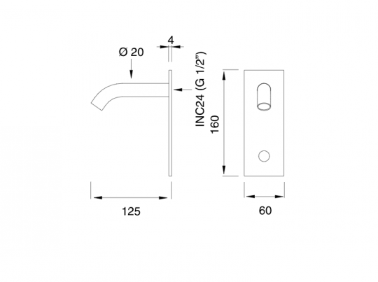 Настенный излив Cea Design MILO360 MIL08R с инфракрасным датчиком присутствия 125мм схема 2