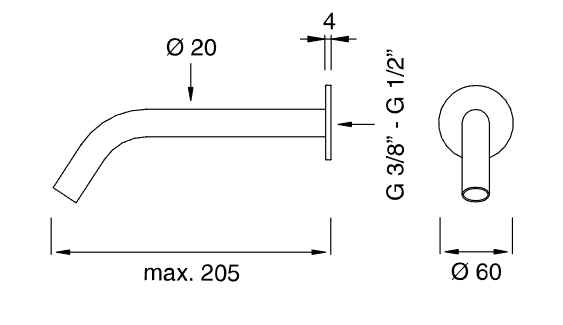 Встраиваемый излив Cea Design FRE01 20,5 см ФОТО