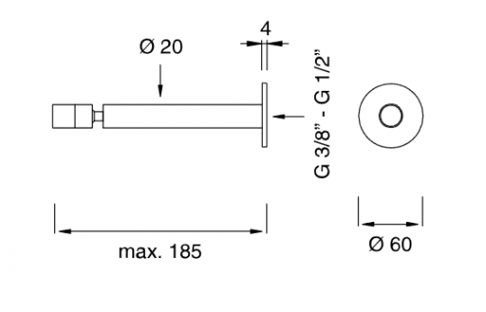 Встраиваемый излив Cea Design FRE05 18,5 см схема 2 Встраиваемый излив Cea Design FRE05 18,5 см схема 2